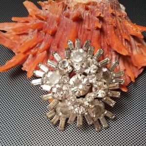 3 tier runway glamorous rhinestones brooch pin vtg
